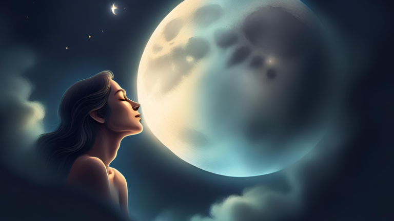 waning moon woman reflection